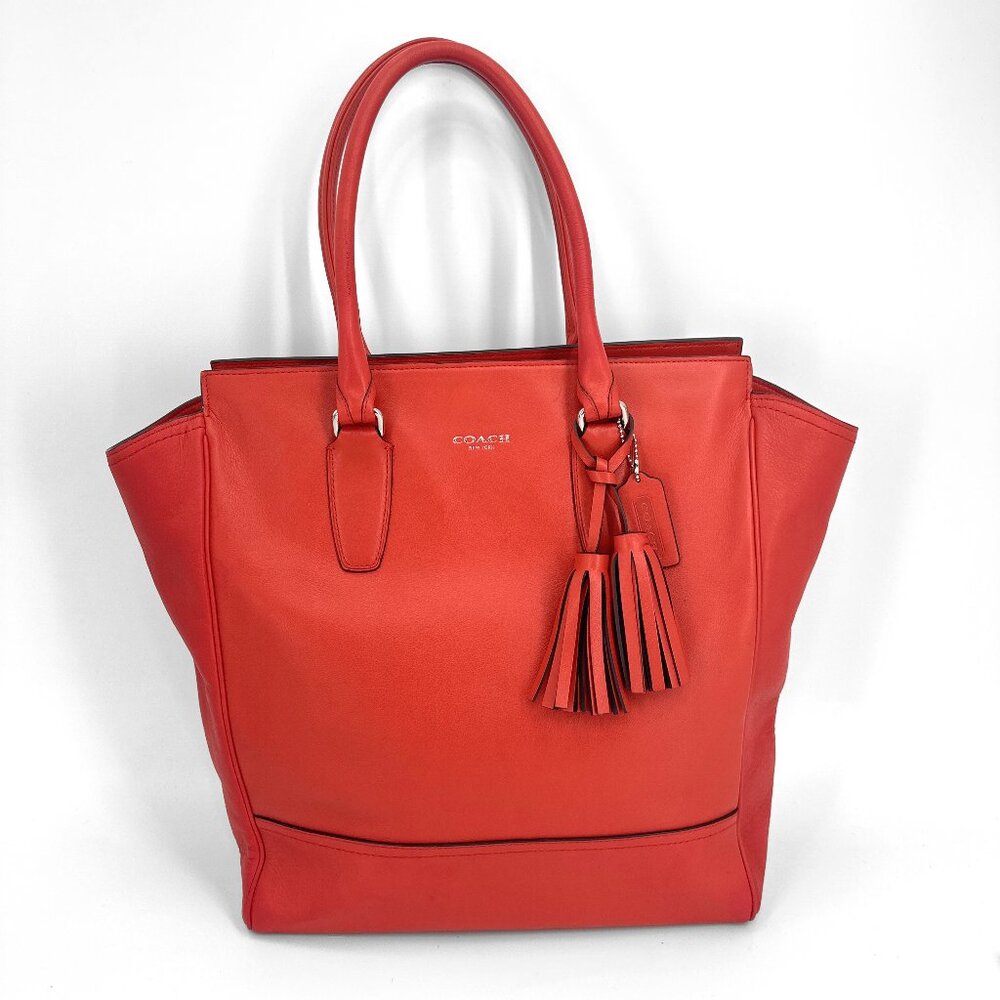 Coach Red Leather Large Tote Bag